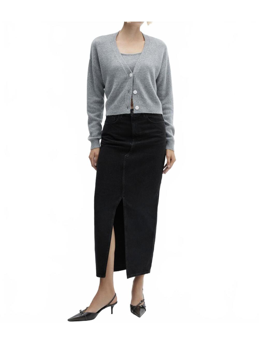 Mango Slit Denim Skirt Black Wash NWT XL